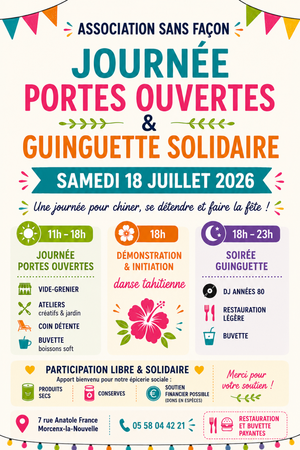 Association Sans Façon Portes ouvertes et guinguette solidaire Morcenx-la-Nouvelle