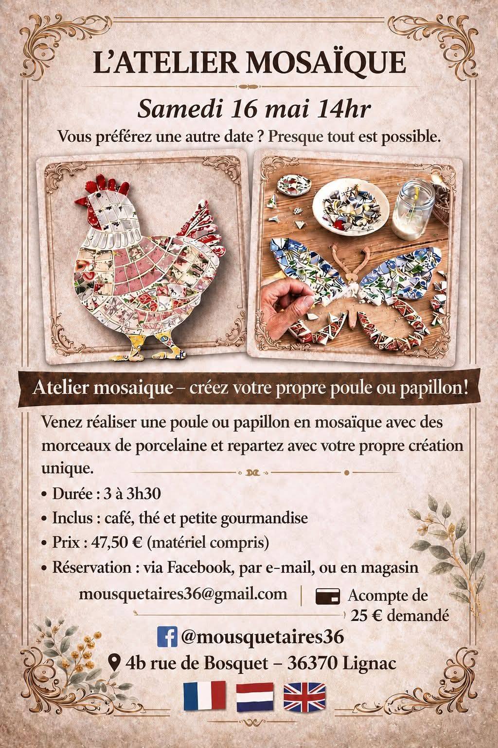 Atelier enfants spécial fête des Mères 4b rue du Bosquet Lignac 2026-05-23