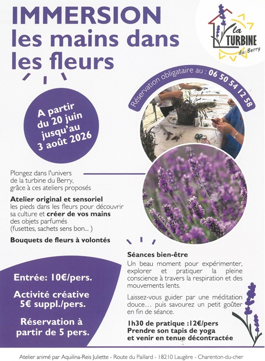 Atelier immersion les mains dans les fleurs Le Paillard Charenton-du-Cher 2026-06-20