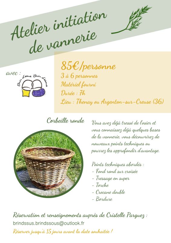 Atelier initiation vannerie Thenay