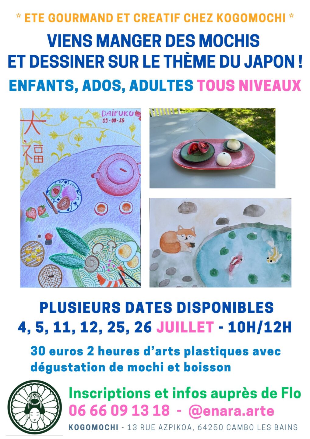 Atelier peinture et dégustation de mochis Salon de thé Kogomochi Cambo-les-Bains