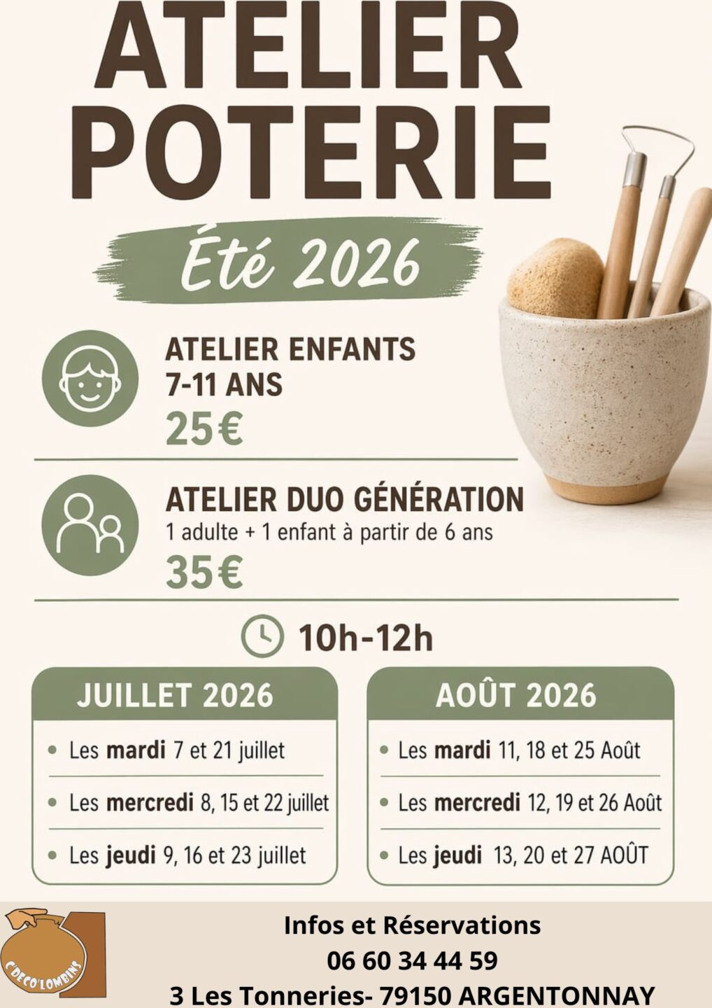 Atelier poterie Jardin de la Tournerie Argentonnay