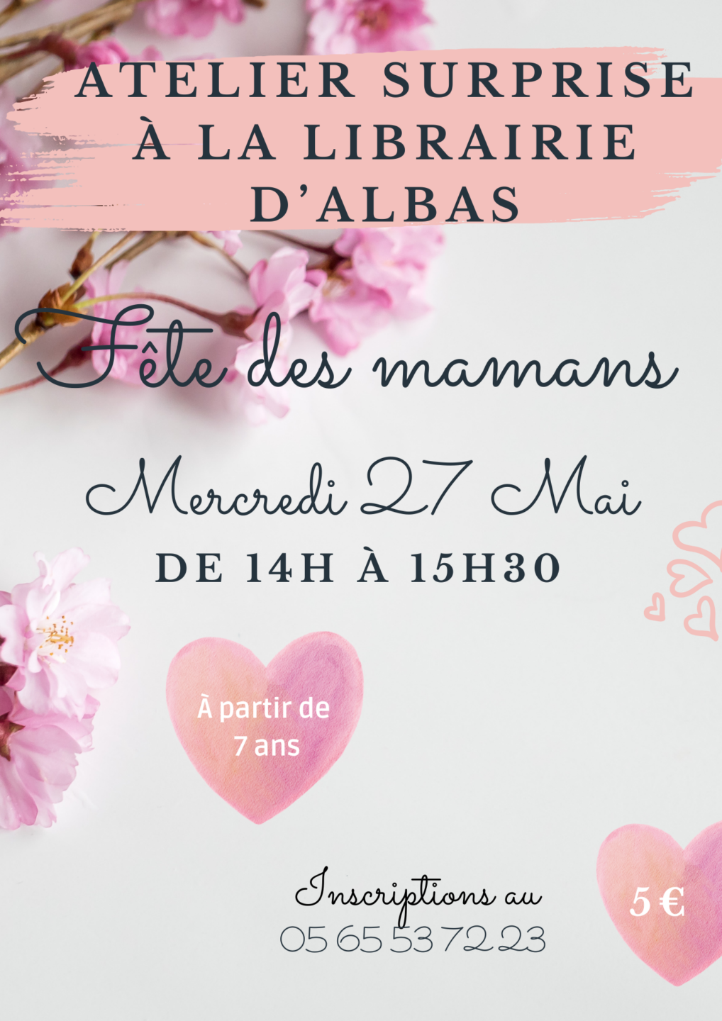 Atelier pour la fête des mères à la librairie Le bon air est dans les livres  Albas