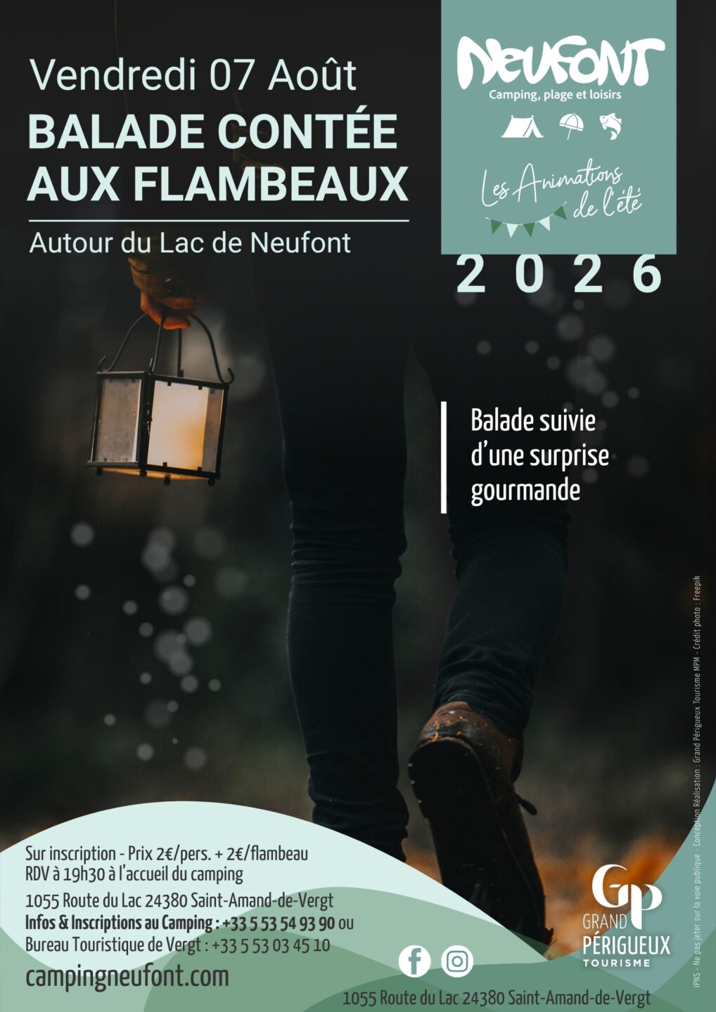 Balade contée auw flambeaux Neufont Camping Neufont Saint-Amand-de-Vergt