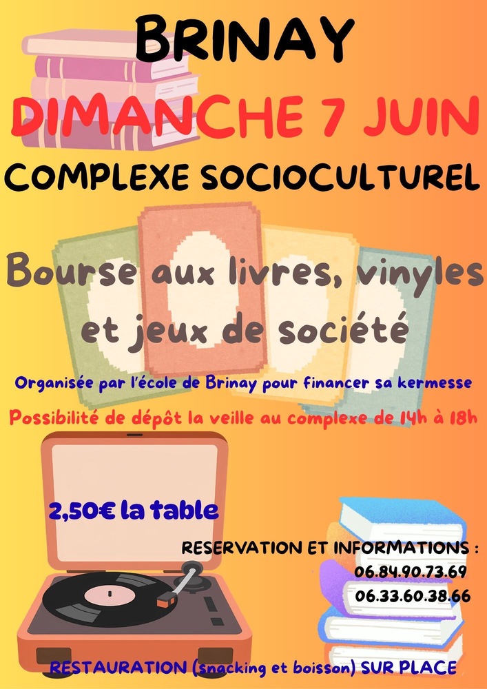 Bourse aux livres, vinyles et jeux de société Brinay