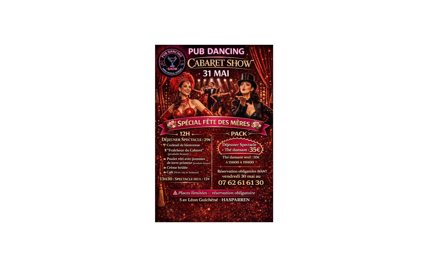 Cabaret show Pub Dancing Hasparren 2026-05-31