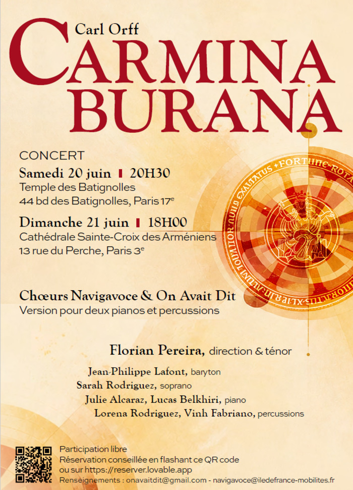 Carmina Burana Cathédrale Sainte-Croix des Arméniens Paris