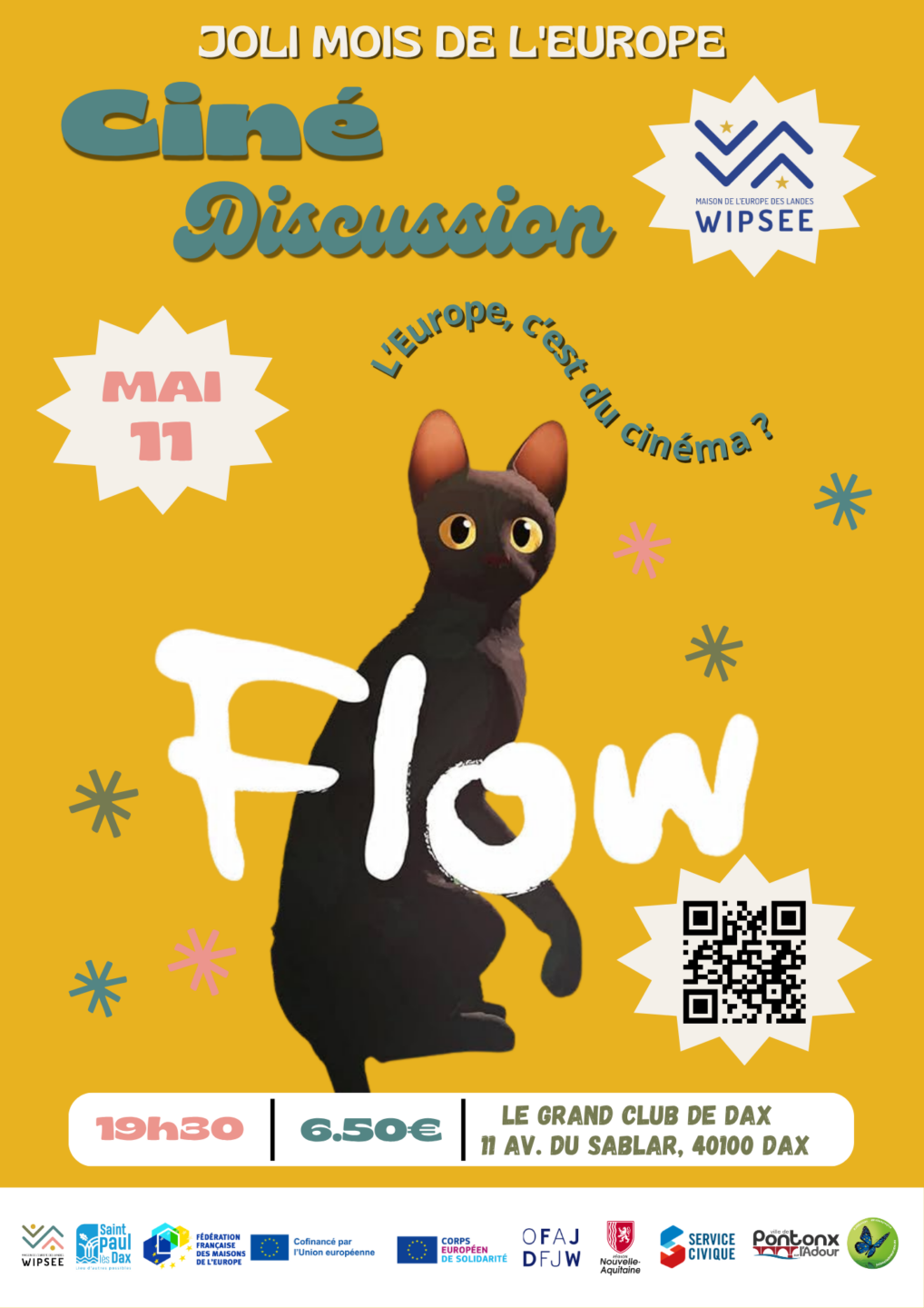 Ciné-discussion l&rsquo;Europe, c&rsquo;est du cinéma ? Flow, le chat qui n&rsquo;avait plus peur de l&rsquo;eau Cinéma le Grand Club Dax