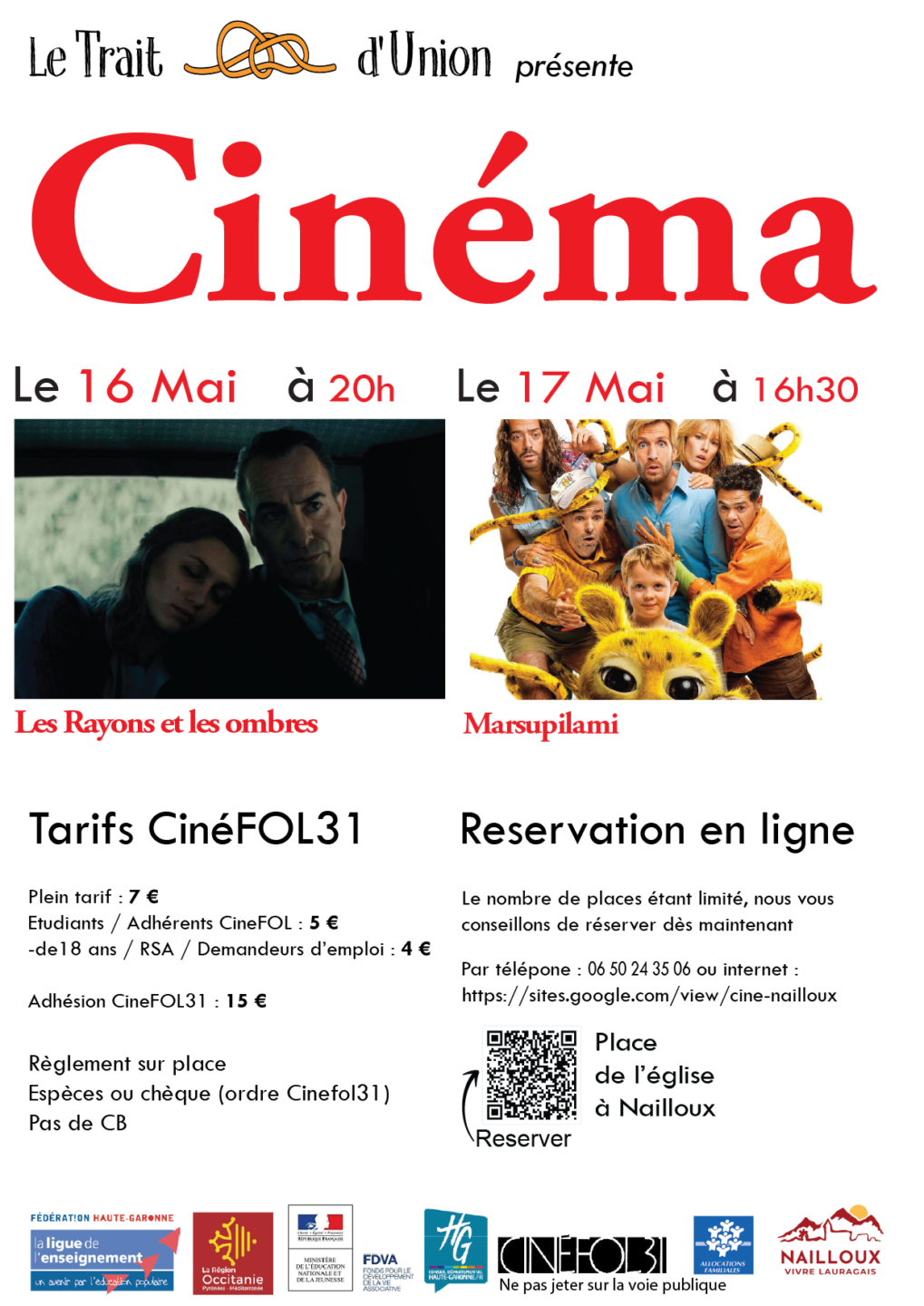 CINÉMA À NAILLOUX 8 Bis Place de l'Eglise Nailloux 2026-05-16