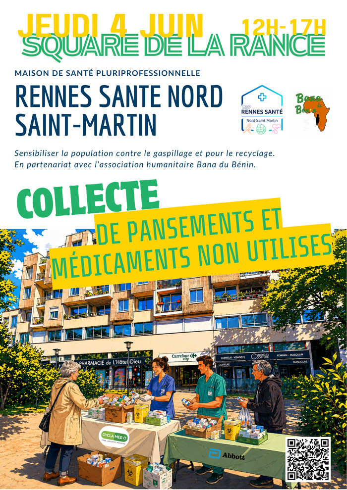 Collecte de pansements et médicaments, Square de la Rance, Rennes, Rennes