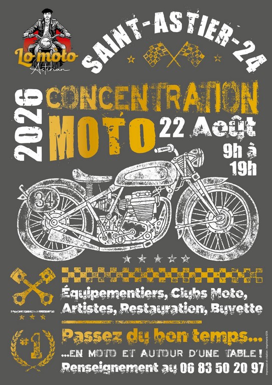 Concentration de motos Place du Général de Gaulle Saint-Astier 2026-08-22