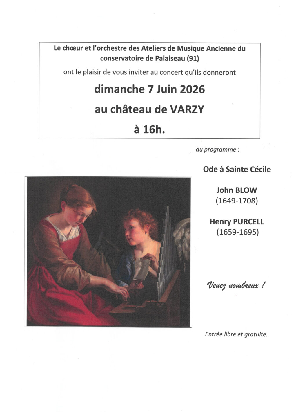 Concert au château de Varzy Ode à Sainte Cécile 381 Rue Jacques Amiot Varzy 2026-06-07