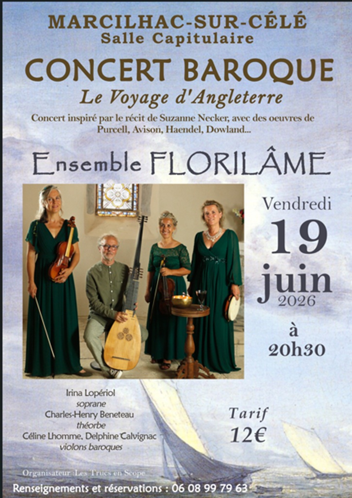 CONCERT BAROQUE avec l’ Ensemble FLORILÂME Marcilhac-sur-Célé