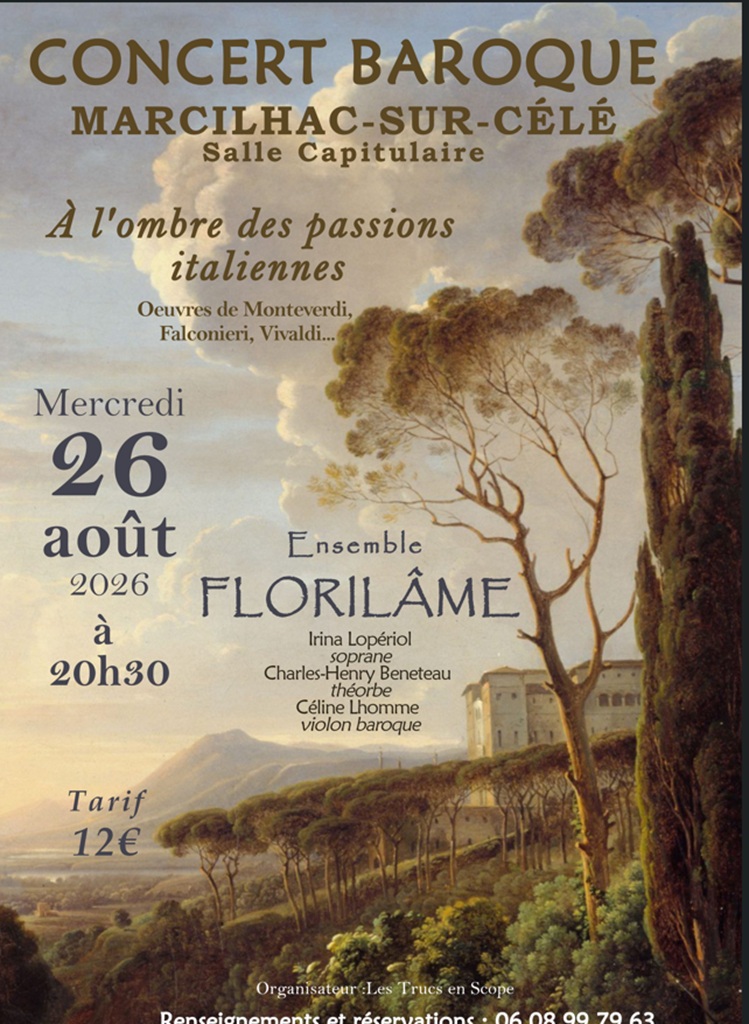 CONCERT BAROQUE avec l’ Ensemble FLORILÂME Marcilhac-sur-Célé