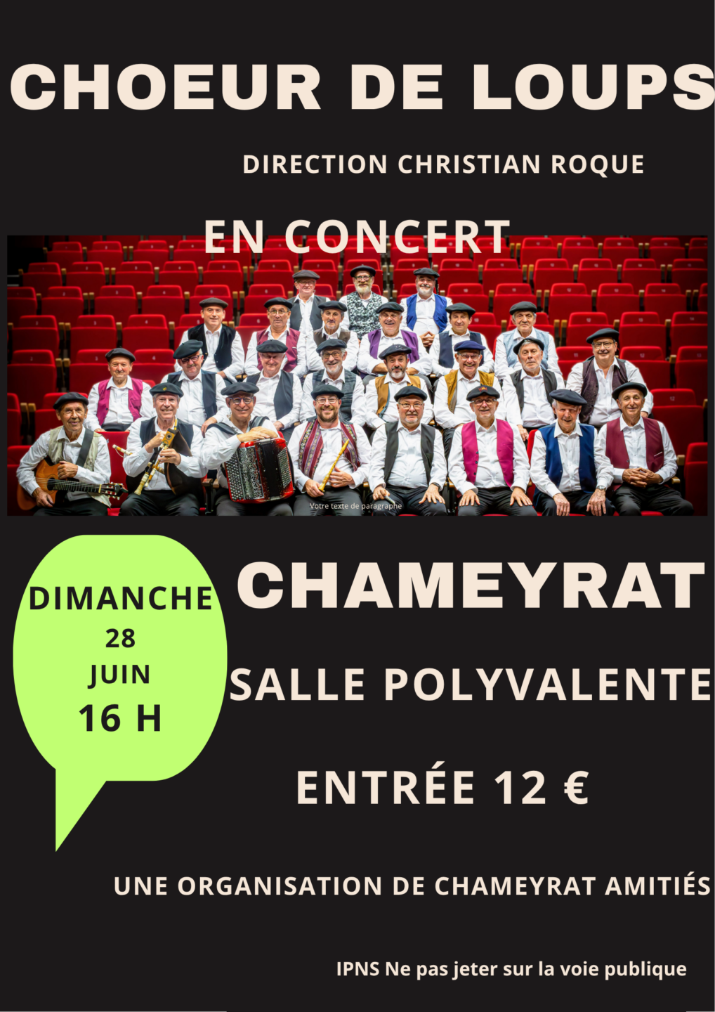 Concert Choeur de Loups Route de Favars Chameyrat 2026-06-28