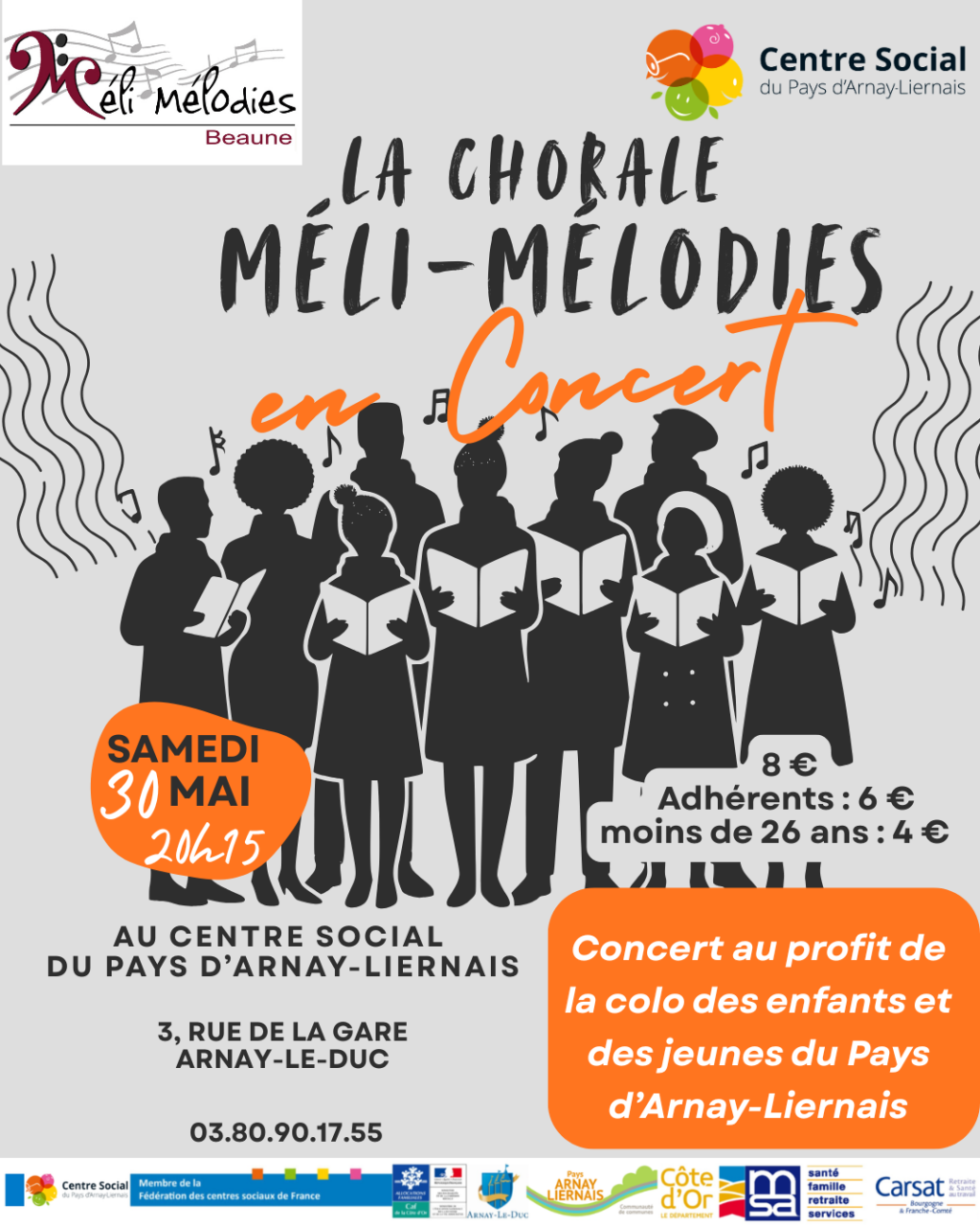Concert chorale Méli-mélodies Centre social du Pays Arnay Liernais Arnay-le-Duc