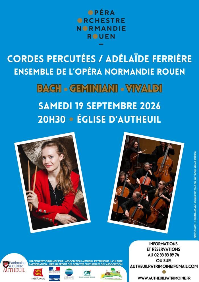 Concert : cordes percutées d’Adélaïde Ferrière – Ensemble de l’Opéra Normandie Rouen, Eglise d’Autheuil – Tourouvre au Perche, Tourouvre au Perche