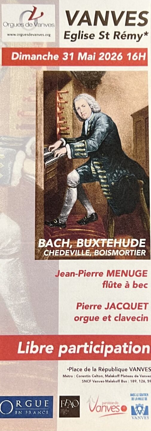 Concert de Musique Baroque – Flûtes à bec, orgue et Clavecin Eglise St-Rémy Vanves