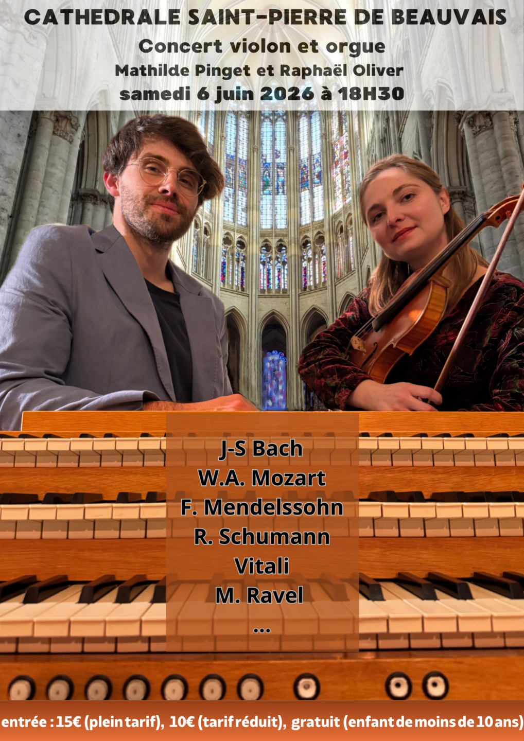 Concert d’orgue et violon à la cathédrale  Beauvais