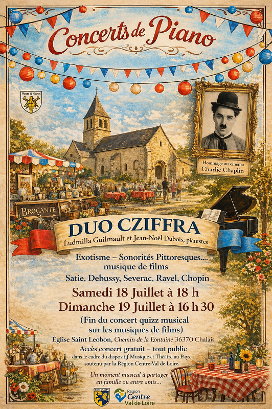 Concert Duo Cziffra Place de l'église Chalais 2026-07-18