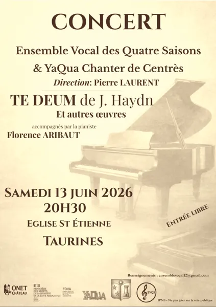 Concert Ensemble vocal des Quatre Saisons et YaQua chanter de Centrès Église de Taurines Centrès 2026-06-13