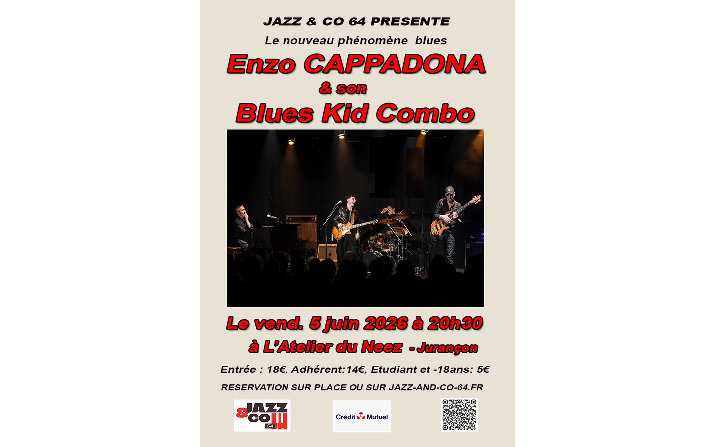 Concert Enzo Cappodano et son Blues Kid Combo 27 Avenue Bagnell Jurançon 2026-06-05