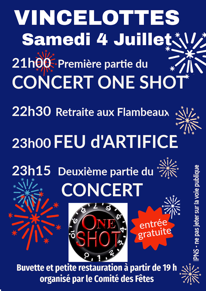 Concert et Feu d’artifice à VINCELOTTES Vincelottes