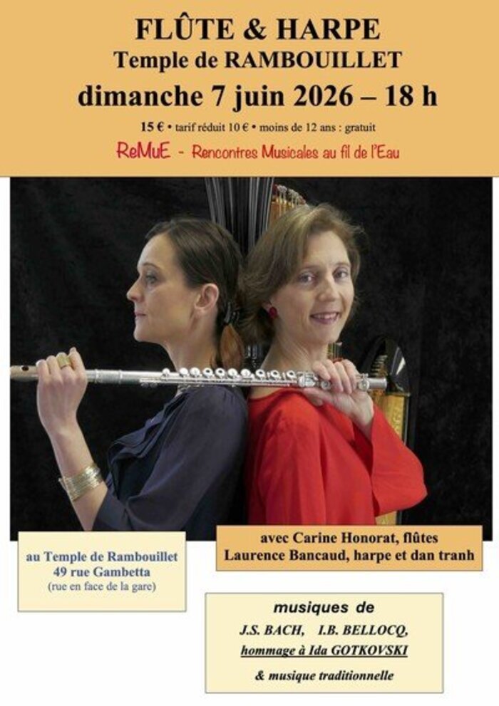 Concert flûte et harpe Temple Protestant de Rambouillet Rambouillet
