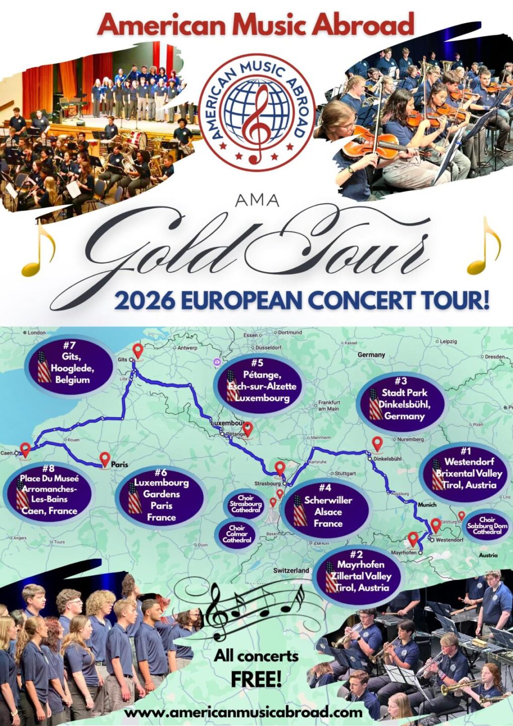 Concert Gold Tour de AMA American Music Abroad Esplanade du Musée du Débarquement Arromanches-les-Bains 2026-07-19