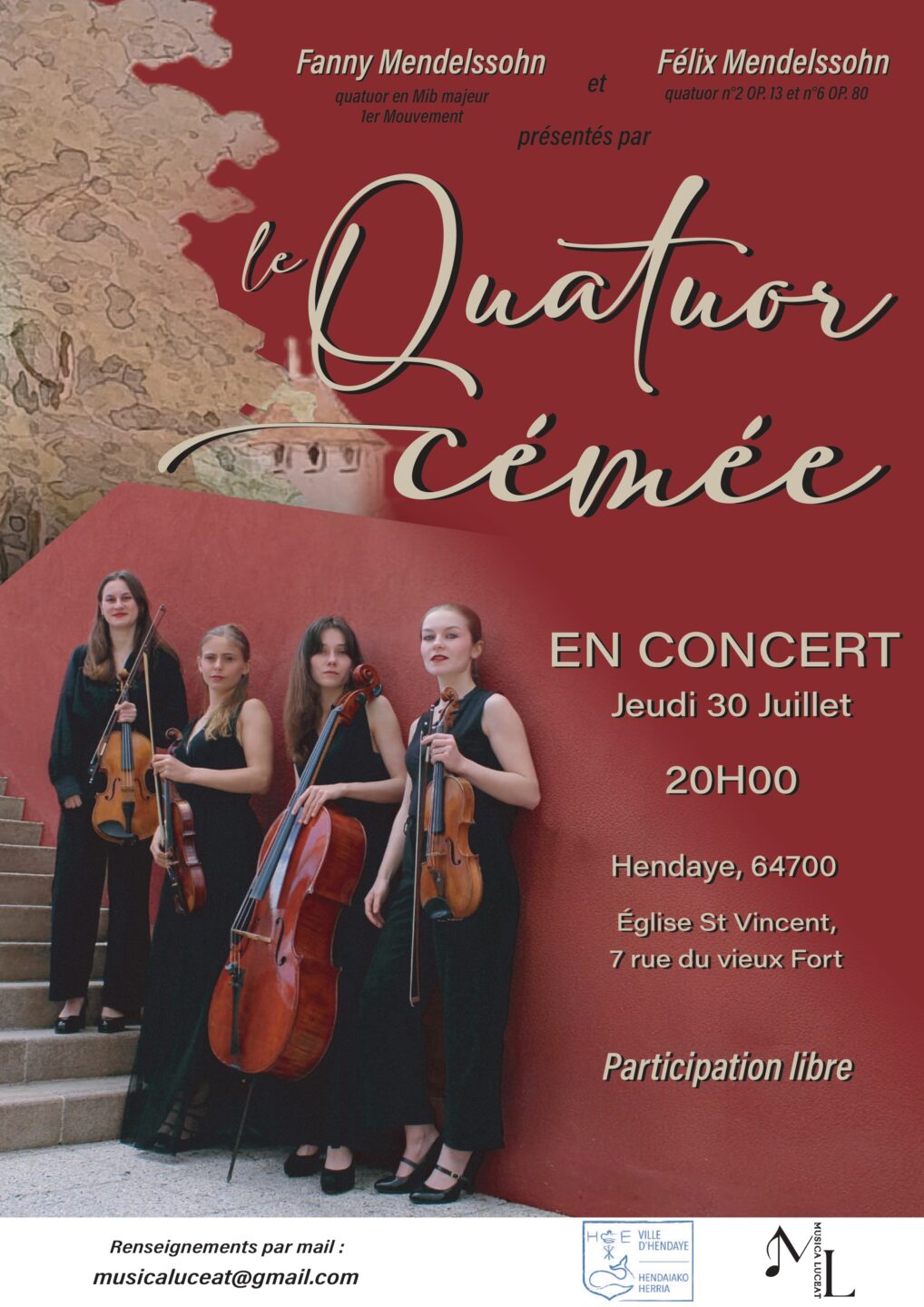 Concert Le Quatuor cémée Place de la République Hendaye