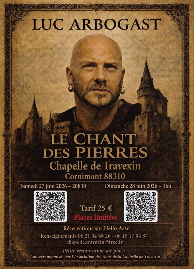 Concert Luc Arbogast Le Chant des Pierres Chapelle de Travexin Cornimont