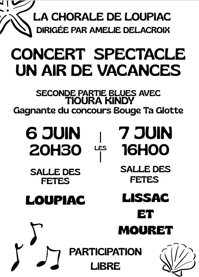 Concert spectacle un air de vacances à Lissac-et-Mouret salle des fêtes Lissac-et-Mouret 2026-06-07