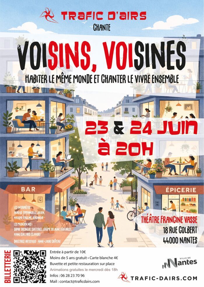 Concert « Voisins voisines (vivre ensemble) » par Trafic d’airs, Théâtre Francine Vasse, Nantes