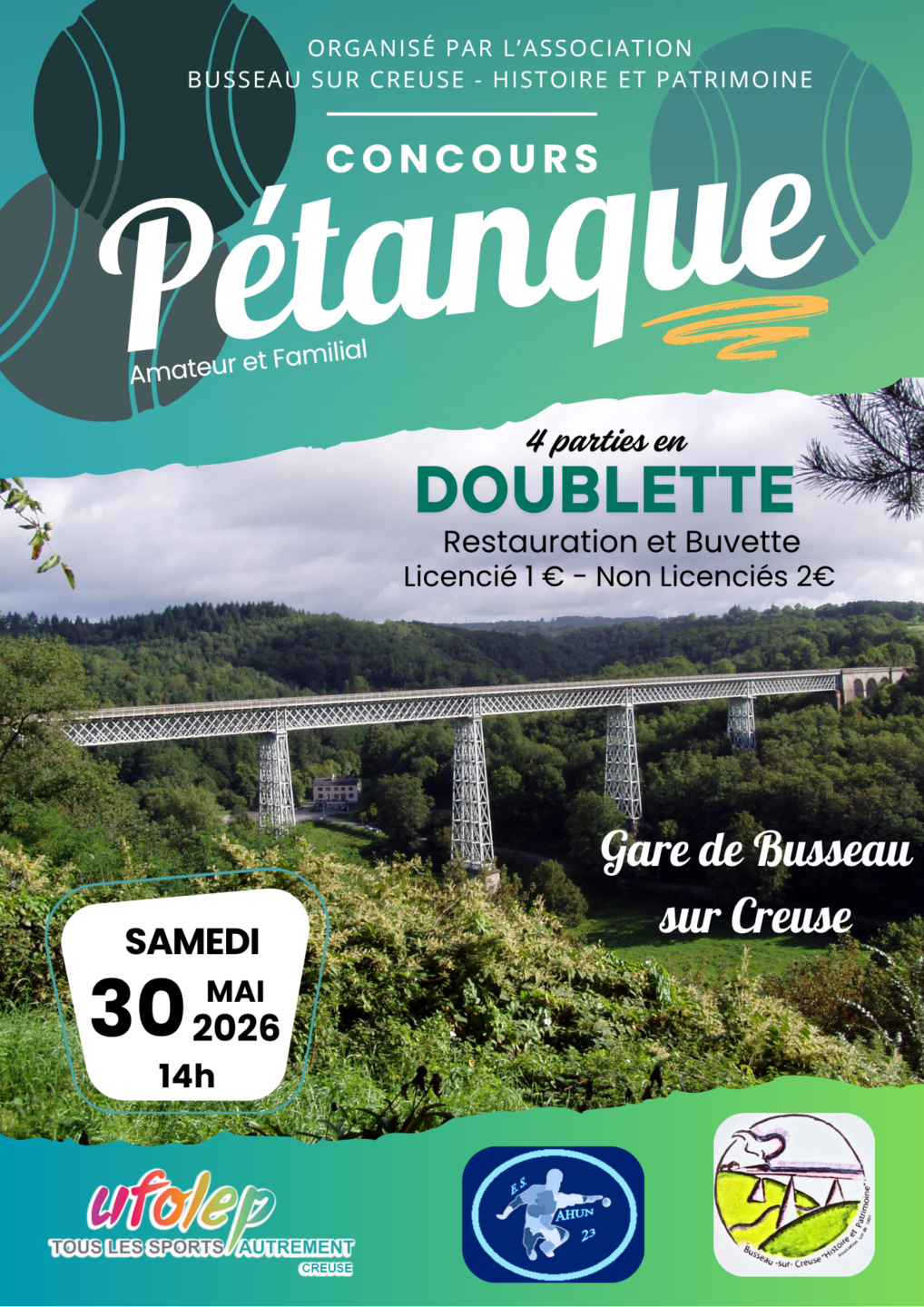 Concours de pétanque Busseau Gare Ahun 2026-05-30