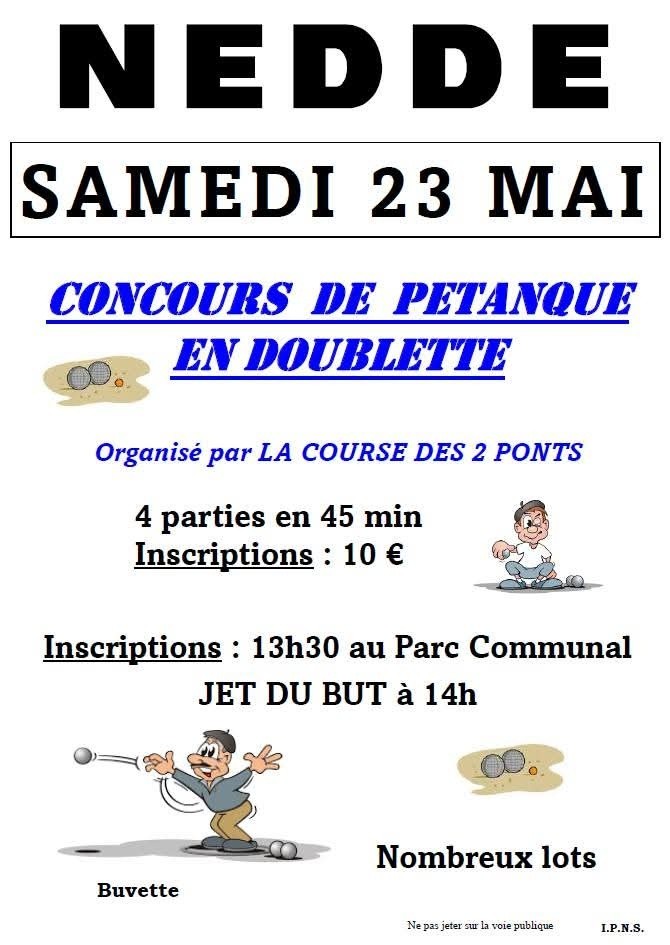 Concours de pétanque en doublette au parc communal Parc communal Nedde 2026-05-23
