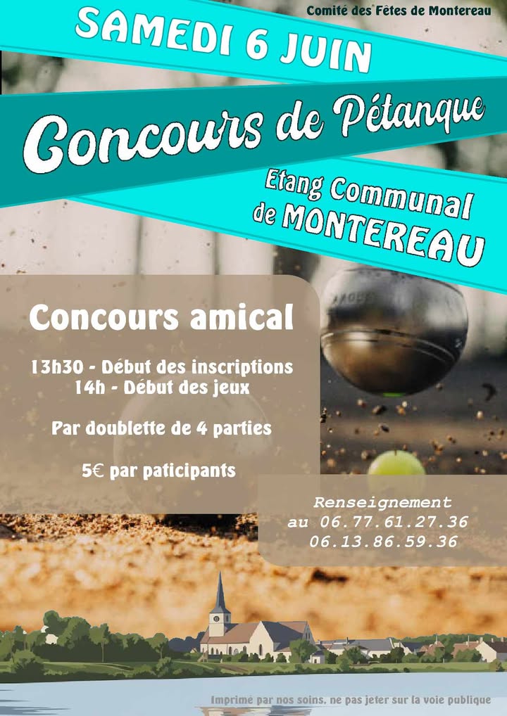 Concours de pétanque en doublette  Montereau 2026-06-06