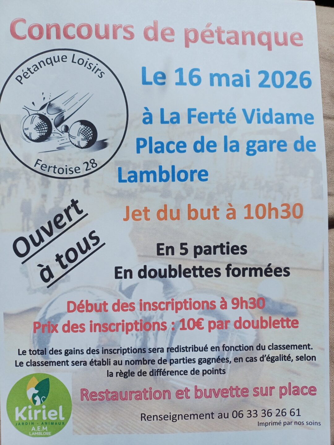 Concours de pétanque  La Ferté-Vidame