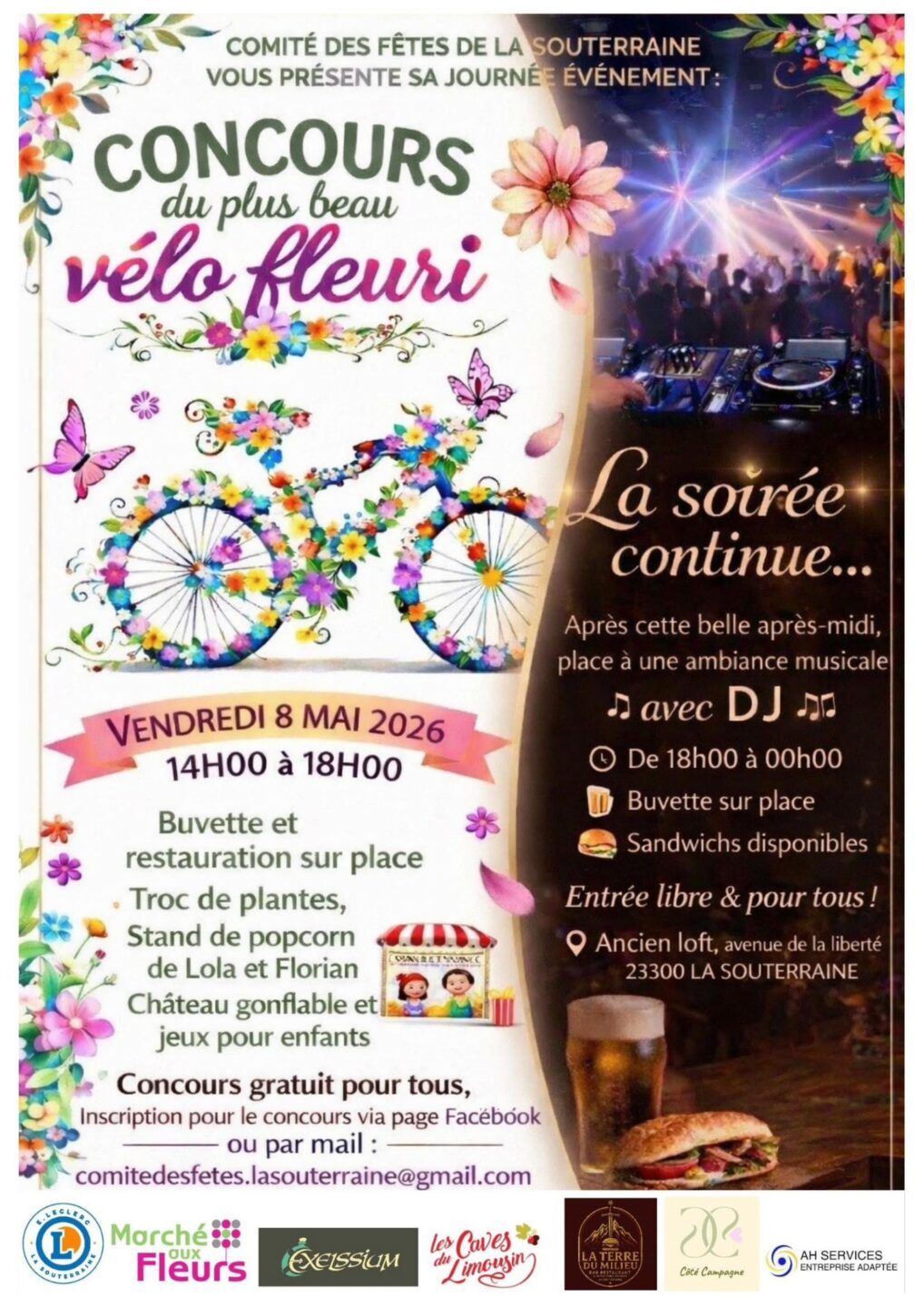 Concours du plus beau vélo fleuri et soirée DJ Avenue de la Liberté La Souterraine