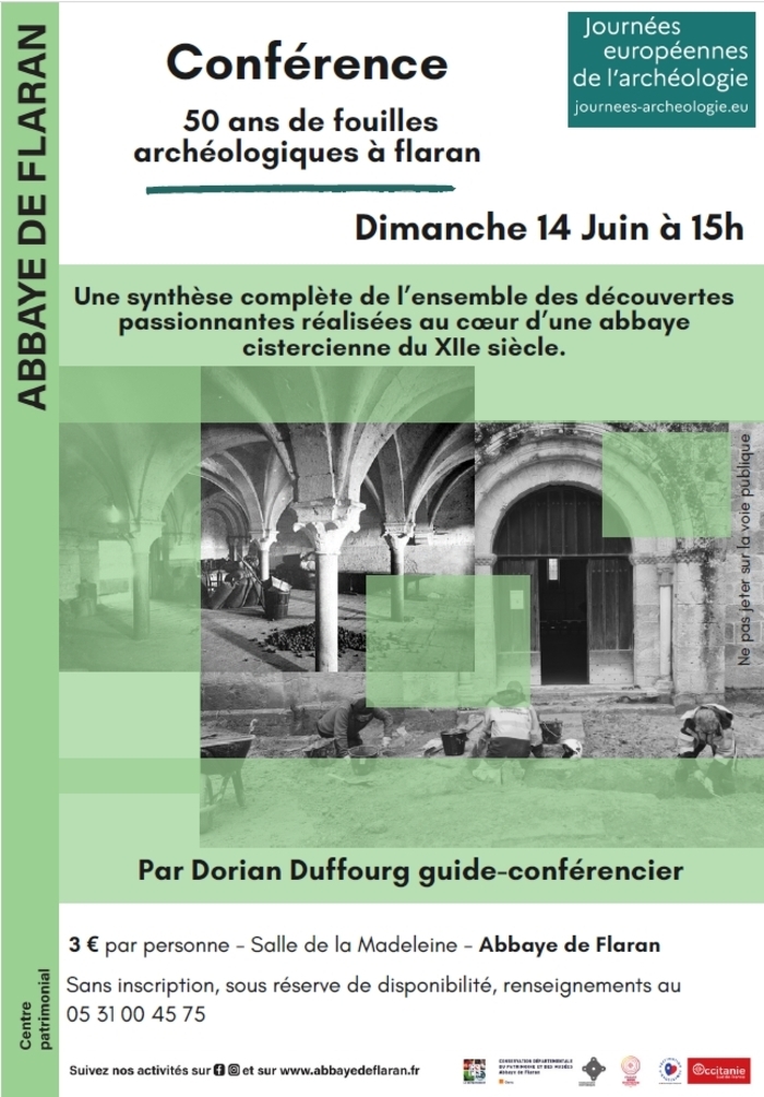 Conférence : 50 ans de fouilles archéologiques à Flaran Abbaye de Flaran