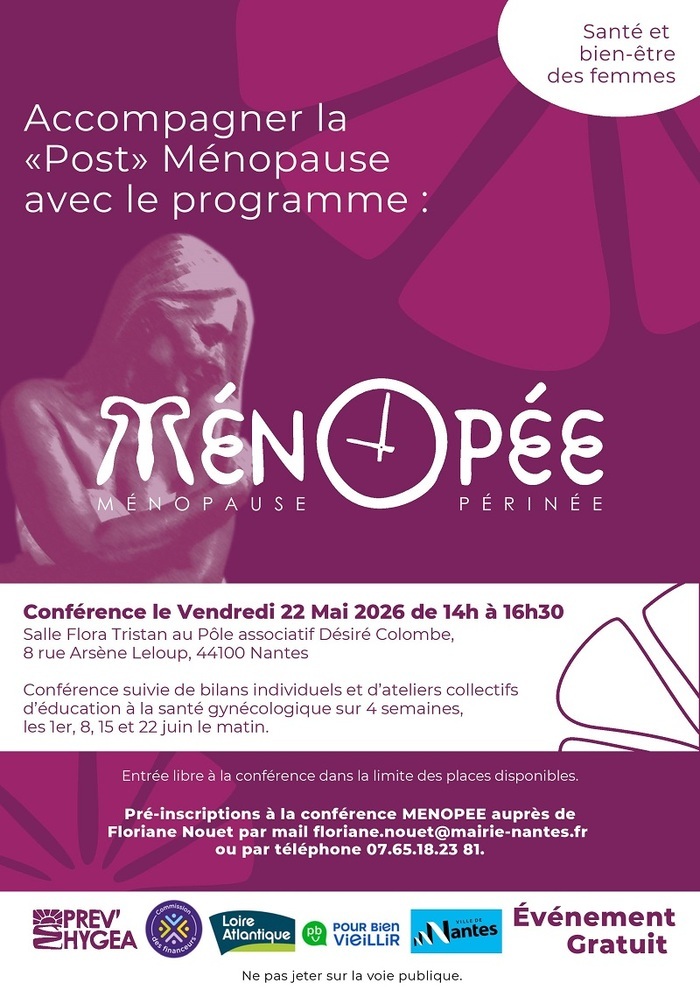 Conférence : Accompagner la post-ménopause avec le programme Ménopée Pôle associatif Désiré Colombe Nantes