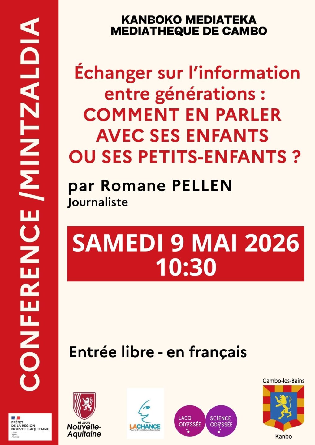 Conférence Echanger sur l&rsquo;information entre générations par Romane PELLEN Médiathèque Cambo-les-Bains