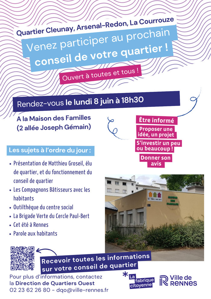 Conseil de Quartier Cleunay / Arsenal-Redon / La Courrouze Maison des Familles Rennes