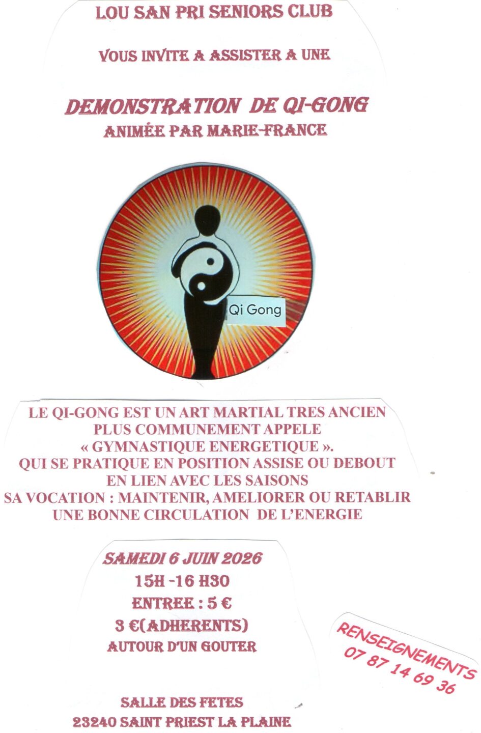 Démonstration de Qi-Gong  Saint-Priest-la-Plaine