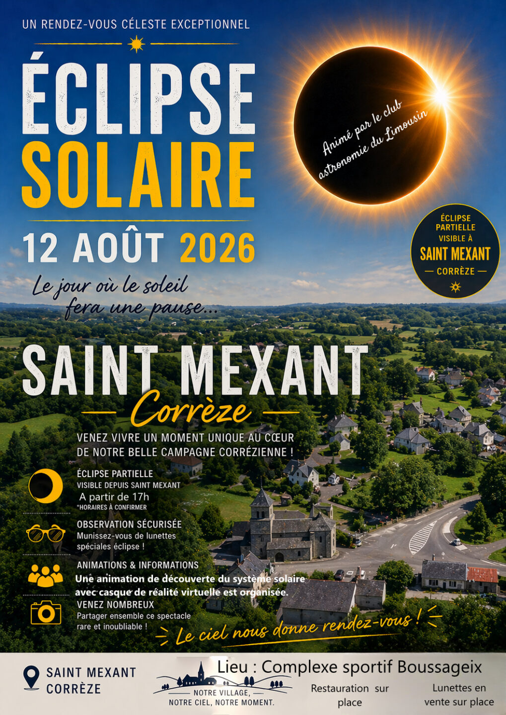 Eclipse solaire  Saint-Mexant 2026-08-12