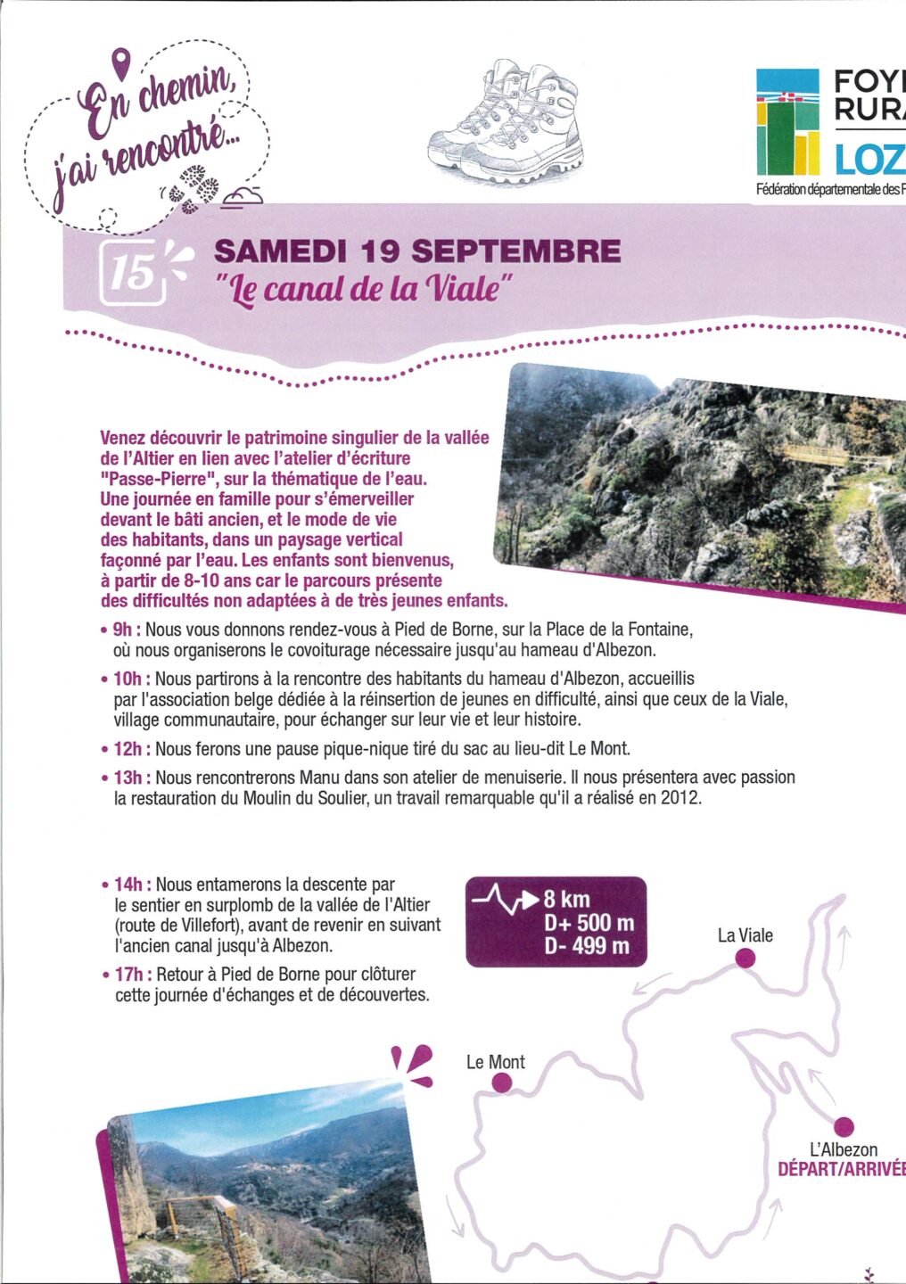 EN CHEMIN J’AI RENCONTRÉ LE CANAL DE LA VIALE Villefort