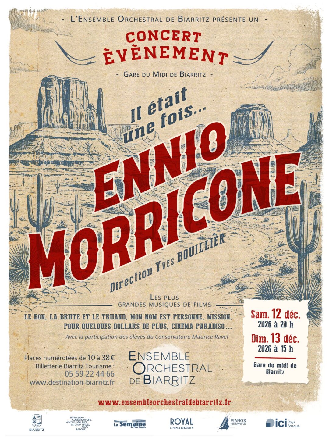 Ensemble Orchestral de Biarritz Concert Il était une fois… Ennio Morricone Gare du Midi Biarritz