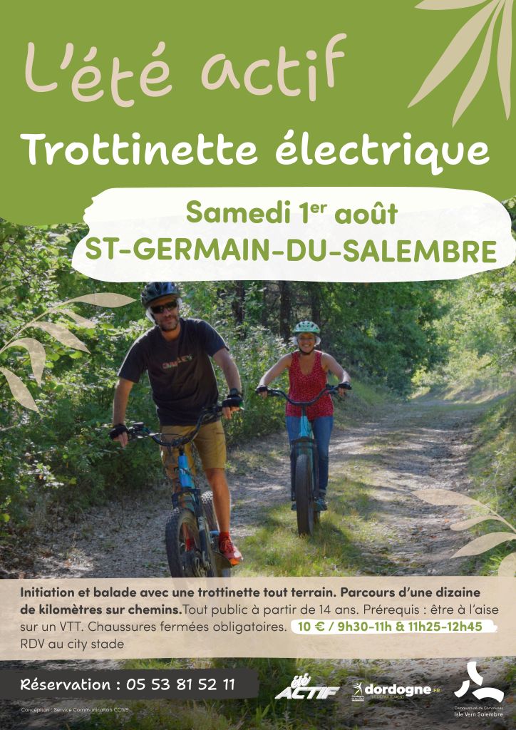 Été actif Balade en trottinette électrique tout terrain City Stade Saint-Germain-du-Salembre 2026-08-01