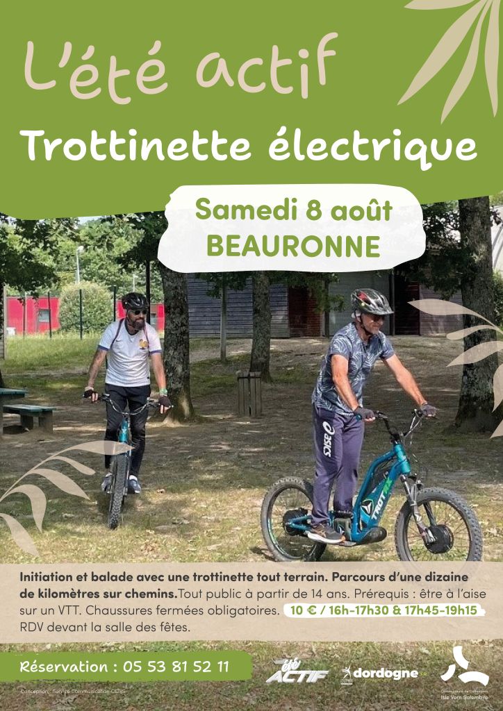 Eté actif Trottinette électrique tout terrain salle des fêtes Beauronne