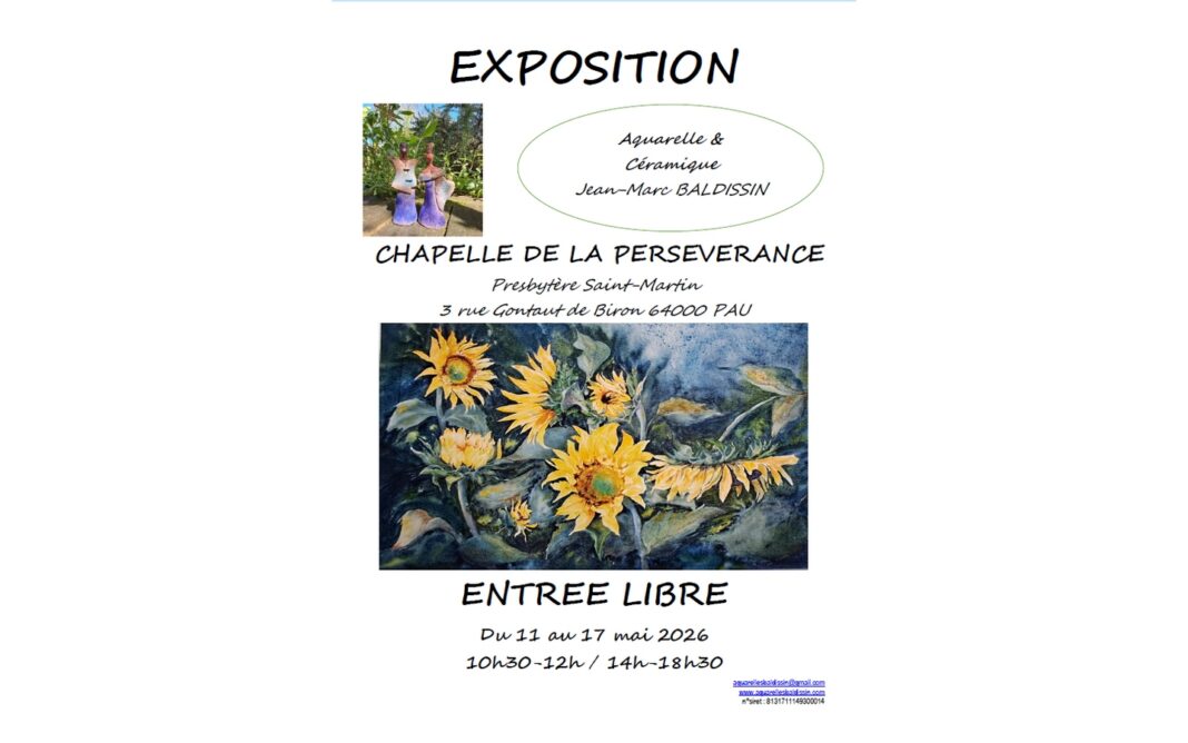 Exposition: Aquarelle et céramique Jean-Marc Baldissin Chapelle de la Persévérance Pau