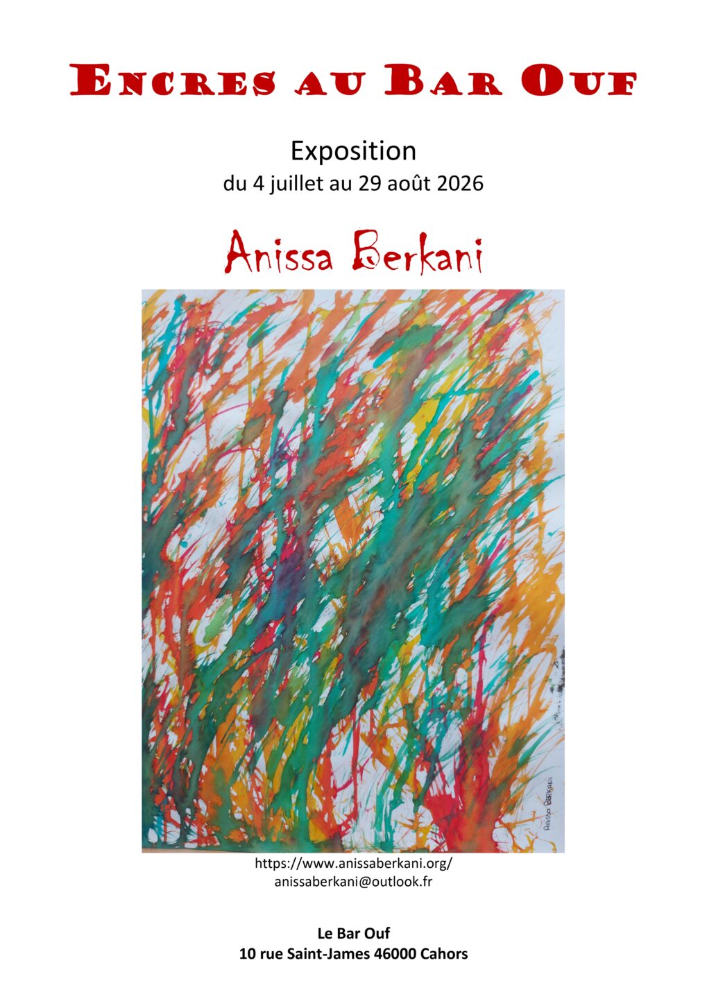 Exposition d&rsquo;Anissa Berkani L&rsquo;encre vivante  Cahors